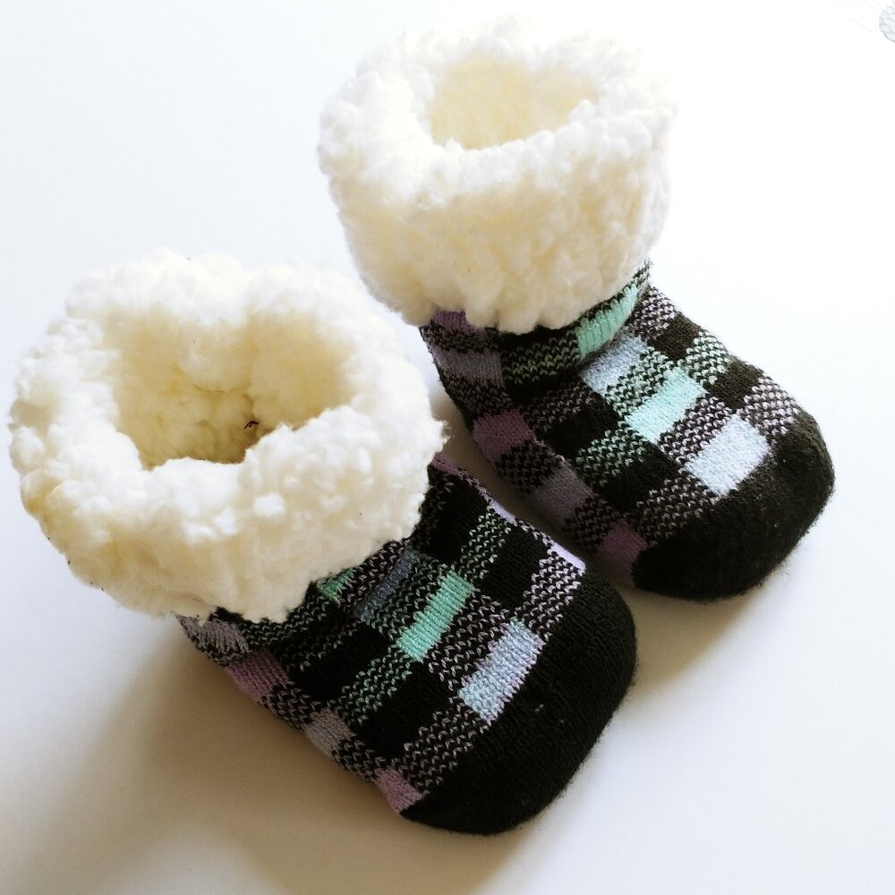 Pudus Plaid Lumberjack Sherpa Lined Slipper Socks